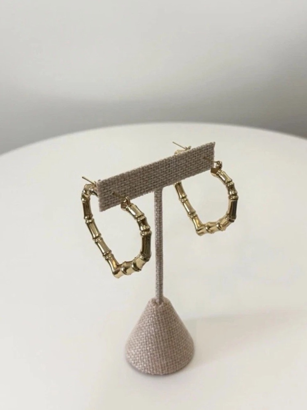 Heart Bamboo Earrings Gold Tone / Gold Plated Approximately 2”
